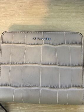Coach Taupe Croc-Embossed Leather Wallet